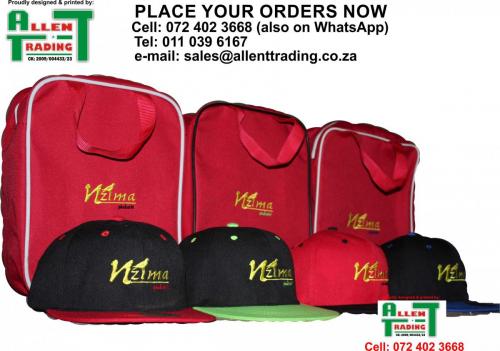 Nzima Bag and Caps